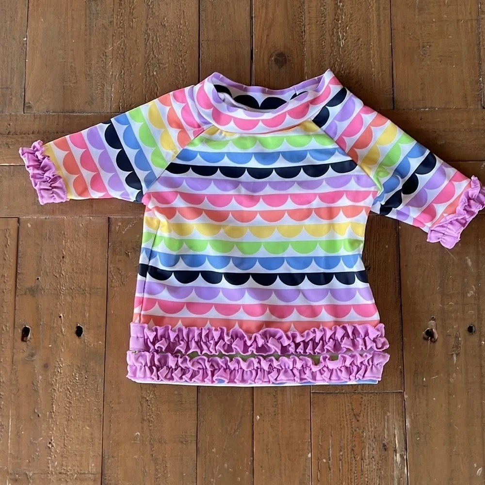 Rufflebutts scalloped rainbow two piece swimsuit